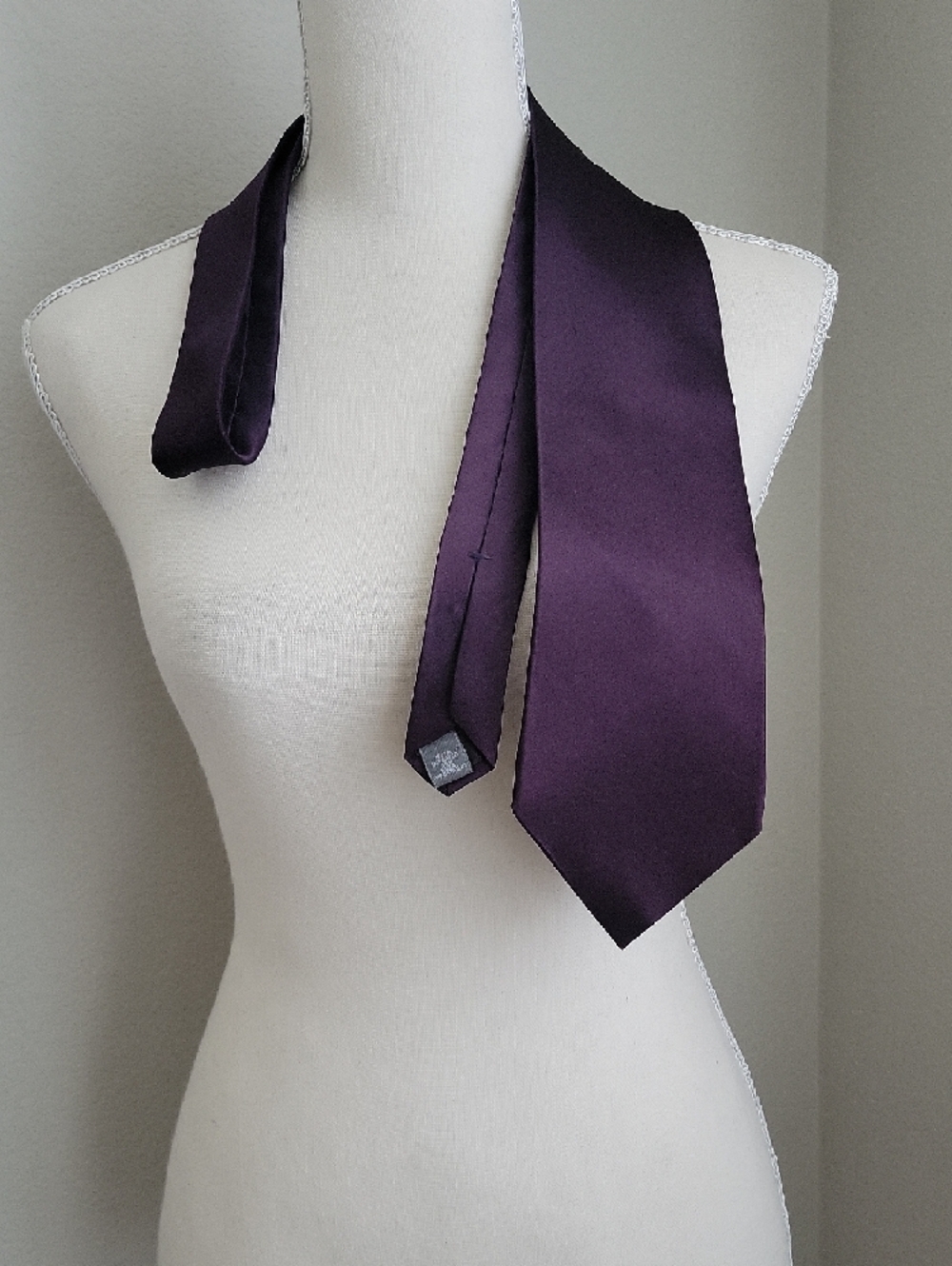 Stafford Executive Silk Deep Plum Eggplant Tie With Subtle Sheen - Picture 2 of 5